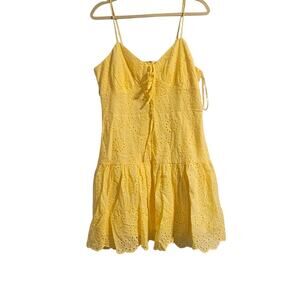 Yellow Eyelet Mini Dress